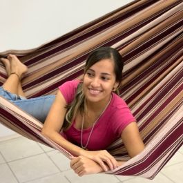 Vinrød Stribet Stof Hængekøje i Slidstærk Kvalitet 230x170 cm